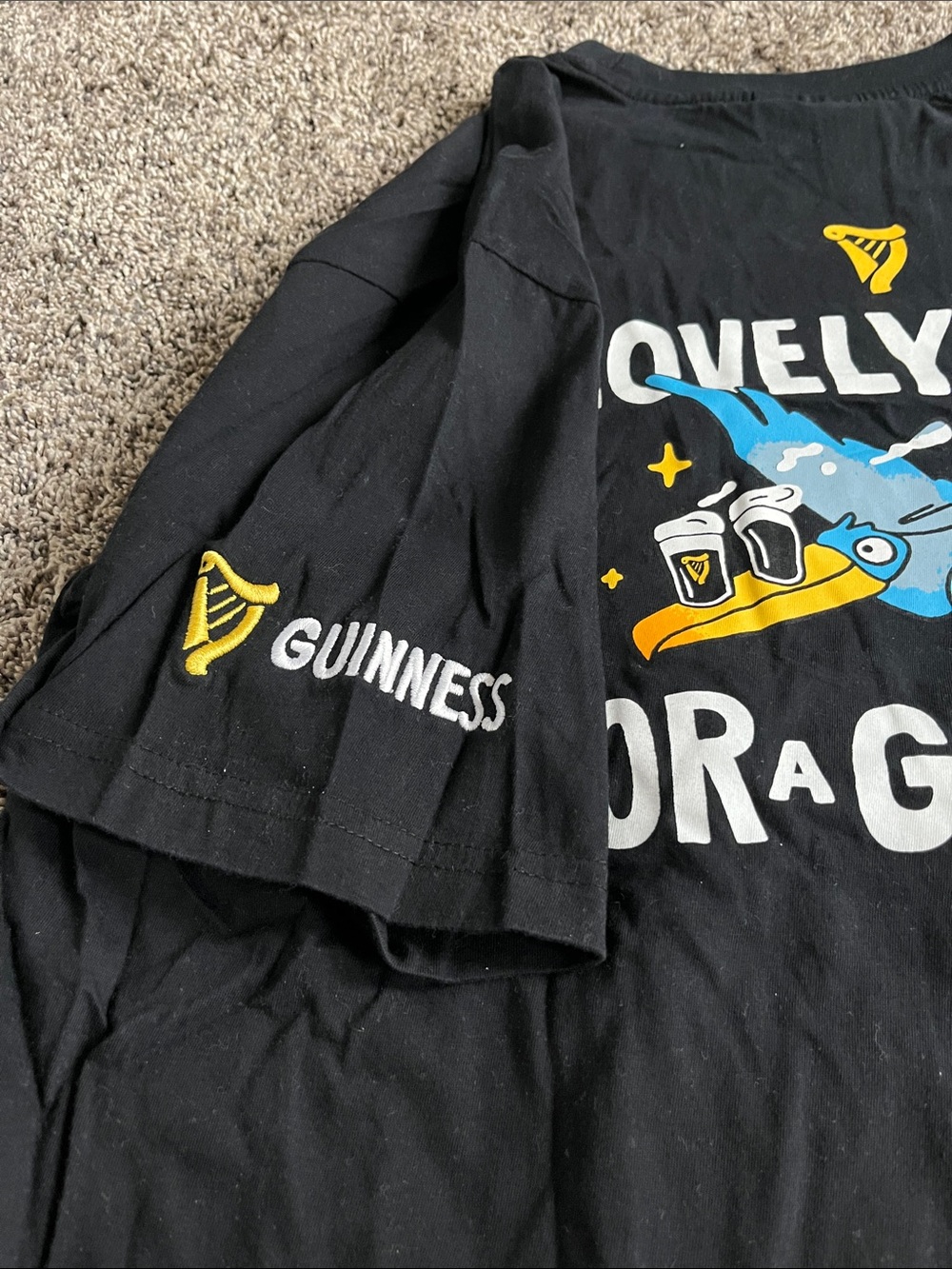 Guinness "Lovely Day For a Guinness" Black Graphic Tee. Comfy. Men. Large. - Picture 5 of 9